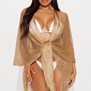 Fashion Nova Gold Kimono / Swim Cover-Up - New With Tags | Size OS (One Size)